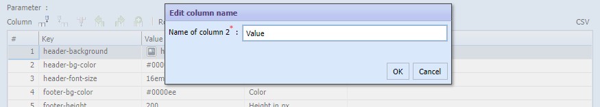 Editing grid table column header