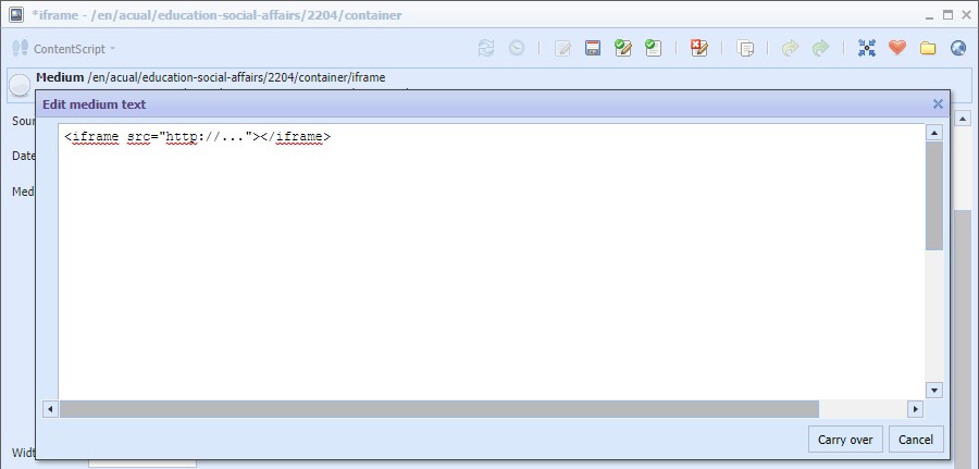 Medium text edit dialog