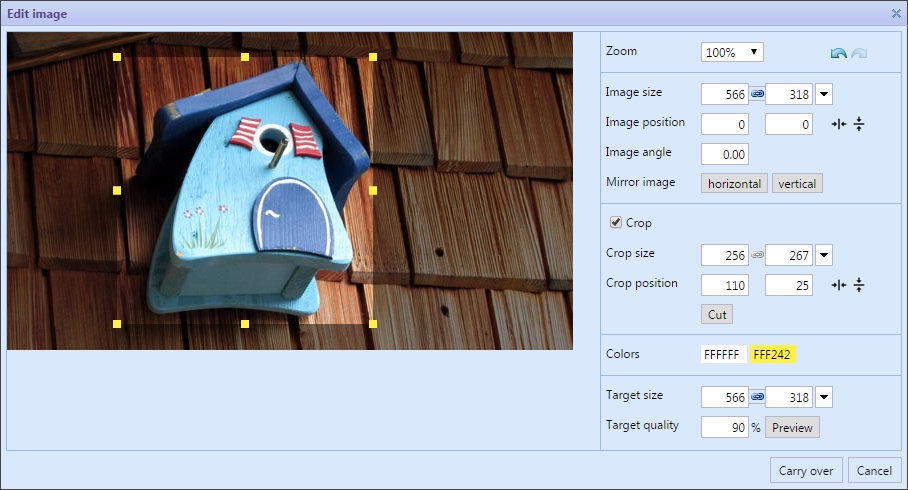 Crop in picture editor