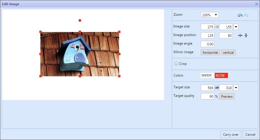 Selectors on the picture in the picture editor
