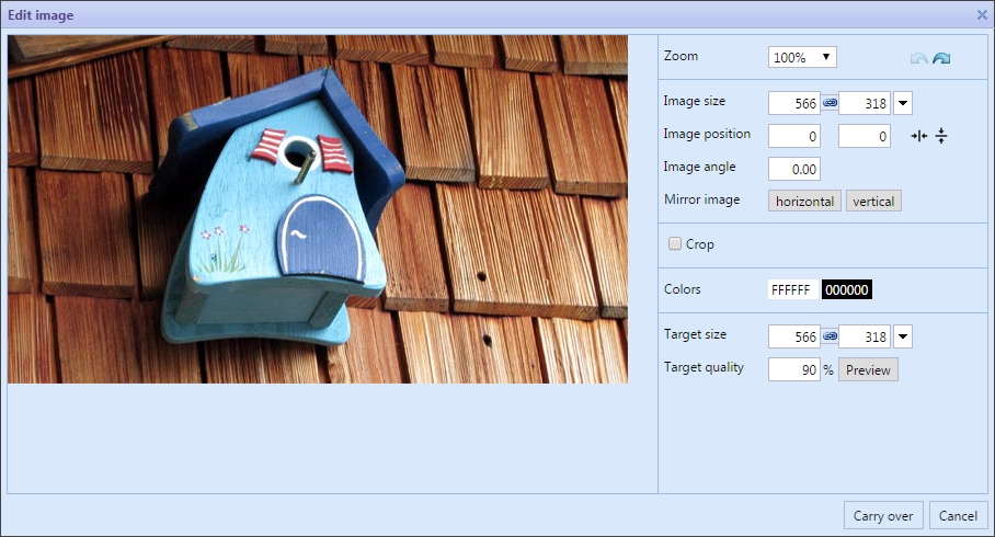 Bildbearbeitungsdialog