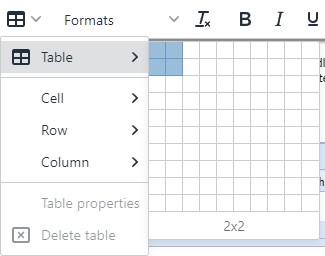 Richtext create table