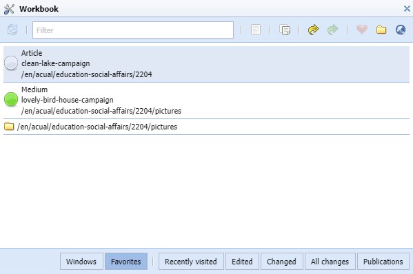 Arbeitsmappe Favoriten